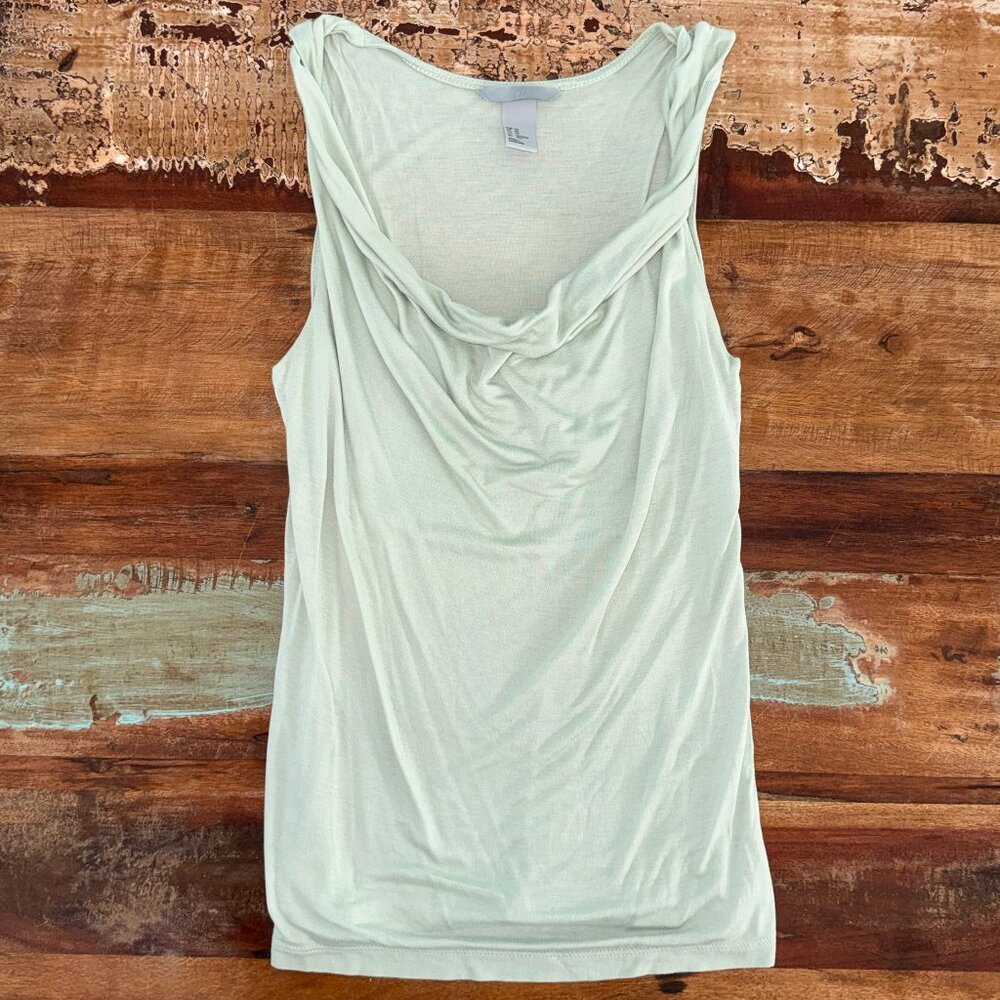 H&M Twist Cowl Neck Mint Green Lightweight‎ top Size XS